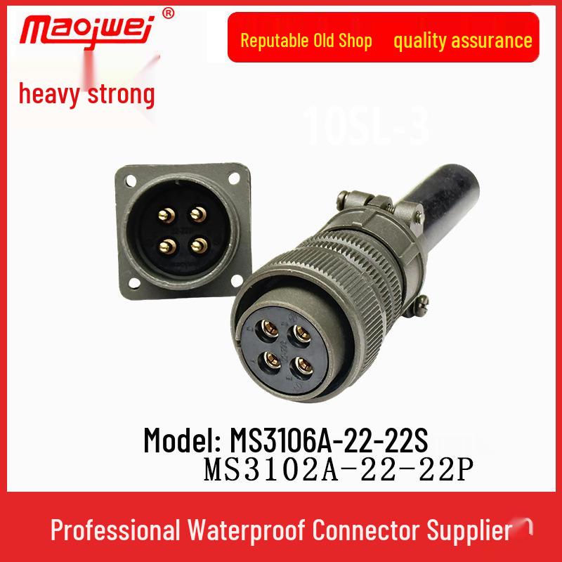 Heavy Duty 4-Pin US Standard Male/Female Connector Plug and Socket (MS3106A22-22S/MS3102A22-22P)