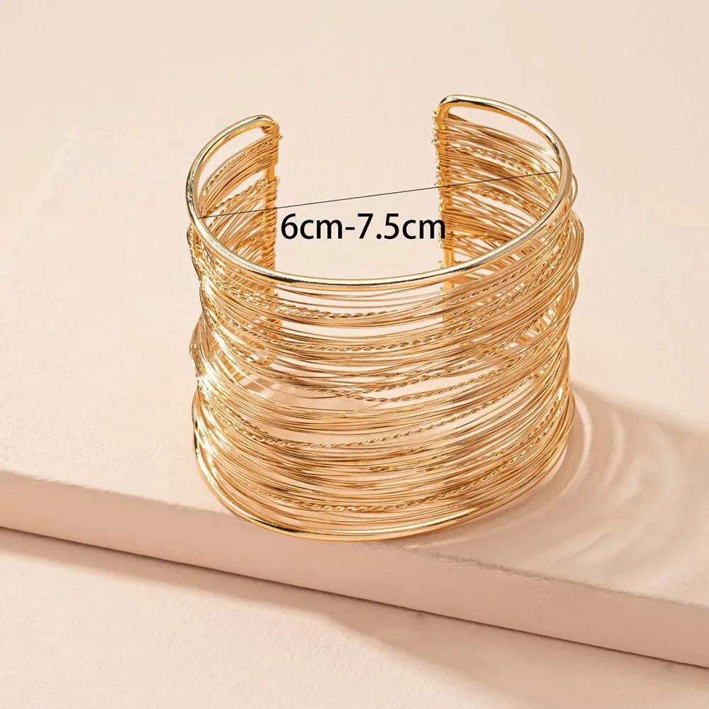Modisches Goldfarbenes Mehrschichtiges Metallarmband Europäischer Und Amerikanischer Übertriebener Armreif für Damen Vintage Handschmuck Geschenk 2025
