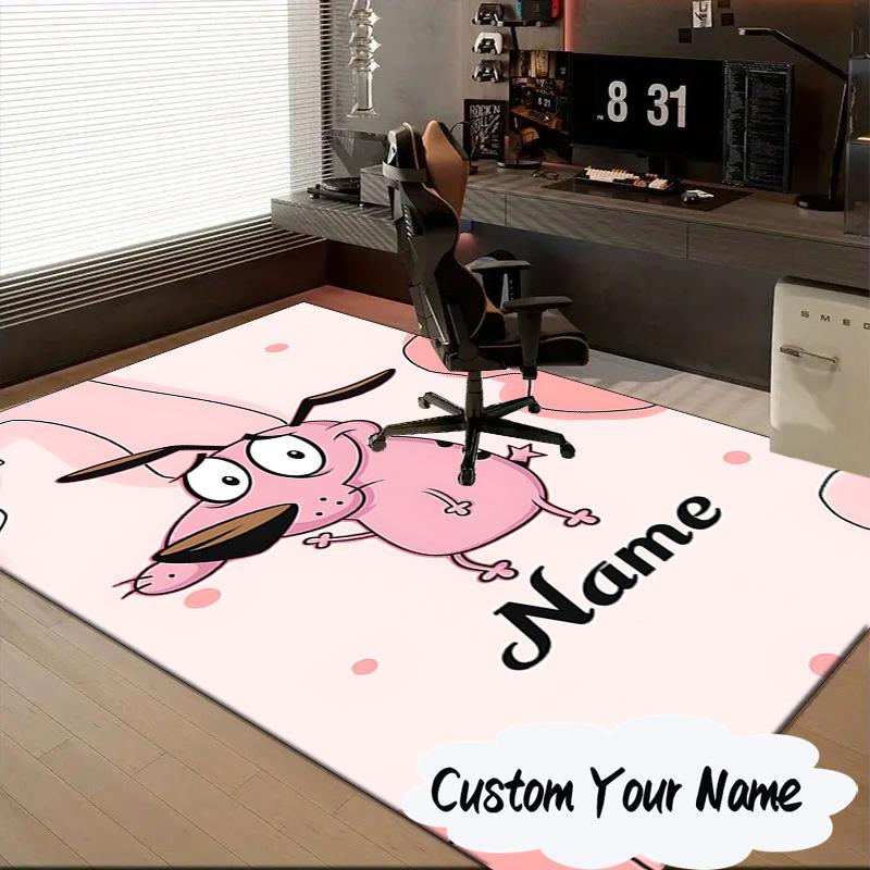 Custom Name Pink Dog Dreamscape Carpet, Chair Rug,Area Rug for Office Bedroom living rooms bedroom, Doormat decor Christmas fan gifts