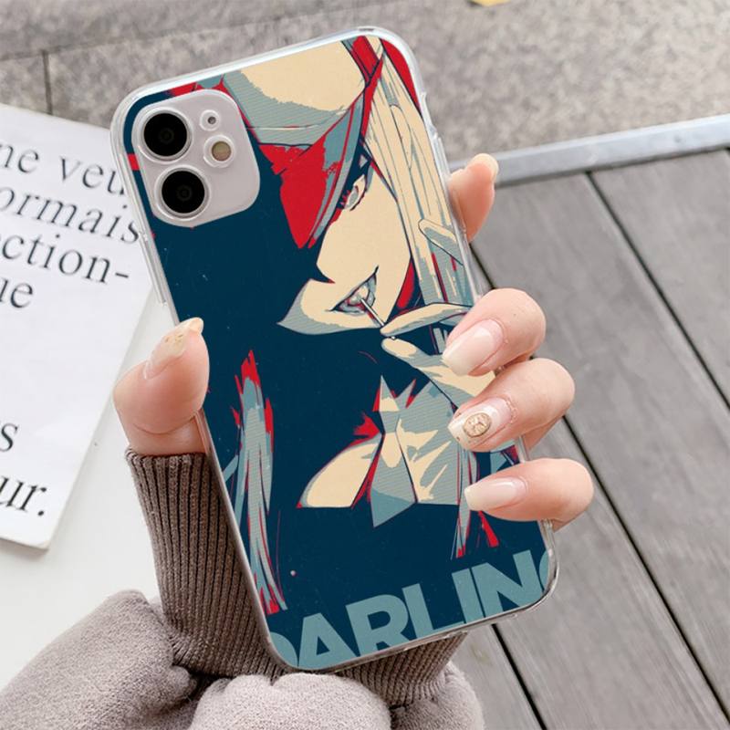 YNDFCNB Zero Two Darling In the FranXX Anime Hard Phone Case for Iphone 13 11 12 Pro XS MAX 8 7 6 6S Plus X 5S SE 2020 XR Fundas