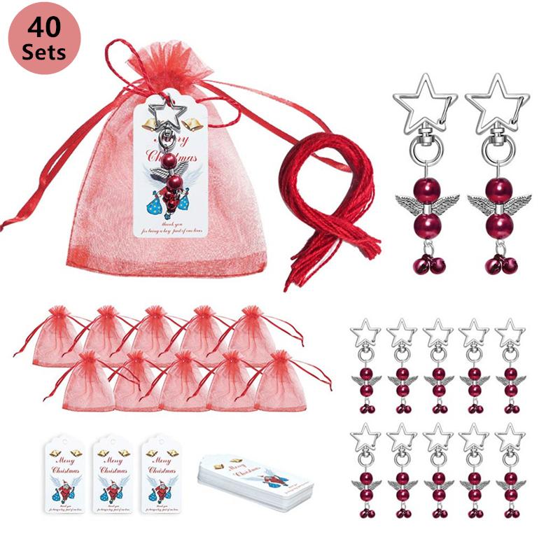 20/40ks Angel Star Spona Přívěsek Vánoční Dárková taška Santa Tag Karta Klíčenka Ornamenty Dekor