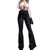 Kadın Retro Yüksek Bel Bootcut Kot Pantolon Esnek Geniş Bacak Denim Pantolon Popo Kaldırıcı İspanyol Paça Pantolon Günlük Giyim Kemeri Bel