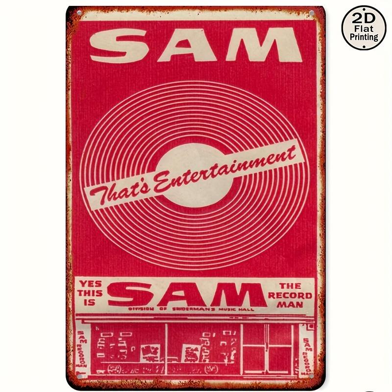SAM Thats Entertainment Metal Sign x Retro Record Store Wall Art Red White Vintage Iron Plaque for Home Office Cafe