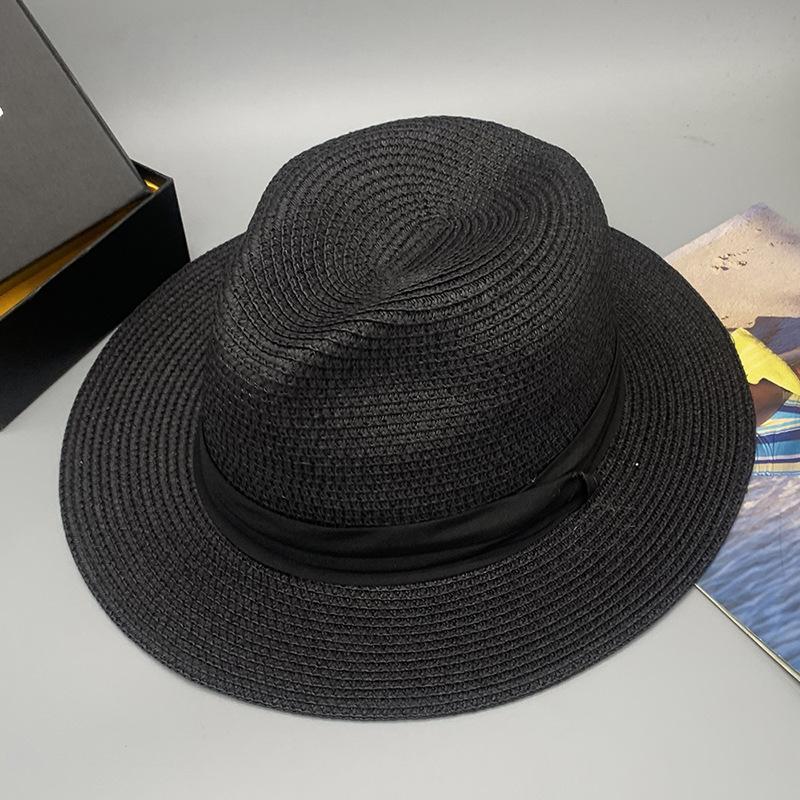 Windbreak Rope, Seaside Travel, Sunshade, Sunscreen, Straw Top Hat, Velcro Sweat Belt, Flat Brim, Large Brim, Breathable And Comfortable