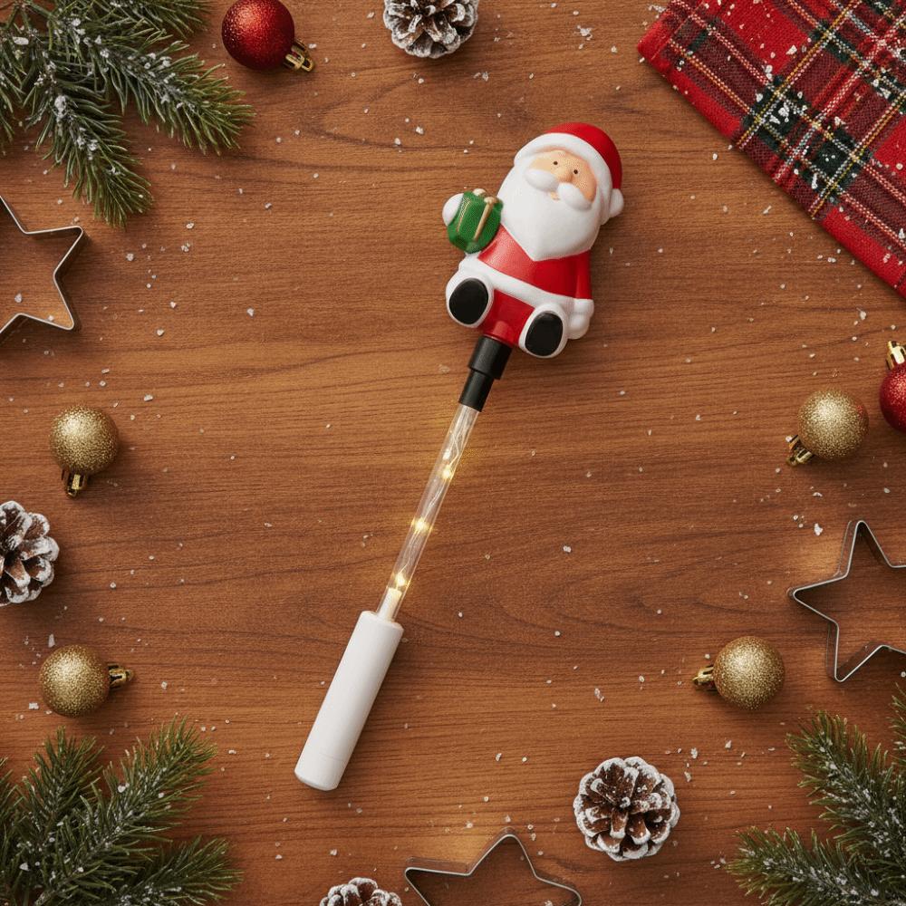 Warm Light Christmas Glowing Stick Handheld Santa Claus Flash Wand Handheld Luminous Toy Outdoor