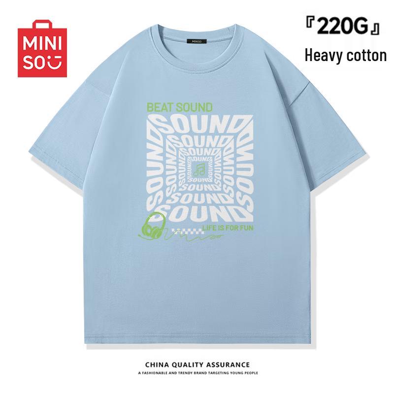 MINISO Men s Retro Casual Crew Neck Short Sleeve T-Shirt 3XL