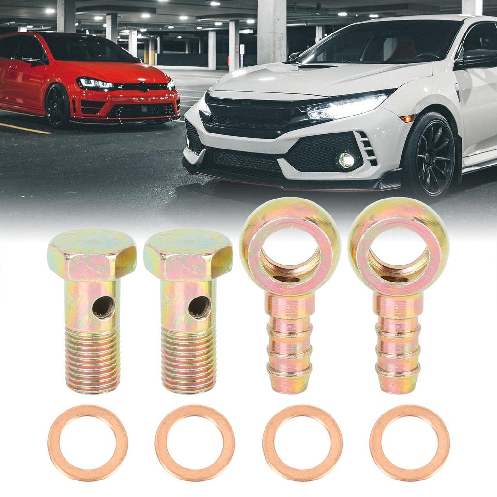 uxcell Banjo Slange 12mm Barb Bolt Fittings Banjo Bolt Skivesett Bronsetone for Motorsykler Sett med 2