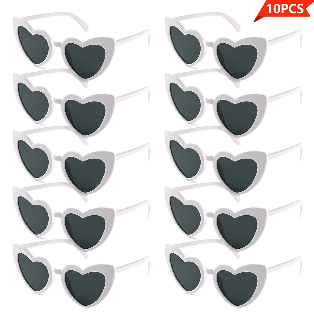 10 Pack Heart Sunglasses Vintage Cat Eye Heart Glasses Retro Bachelorette Bride Sunglasses Bulk For Women