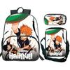 Anime Haikyuu Batoh 3ks Sada Školní Tašky S Taškou Přes Rameno Pouzdro na Tužky Dětské Batohy pro Kluky Dívky Batoh na Notebook Taška na Knihy Dárek