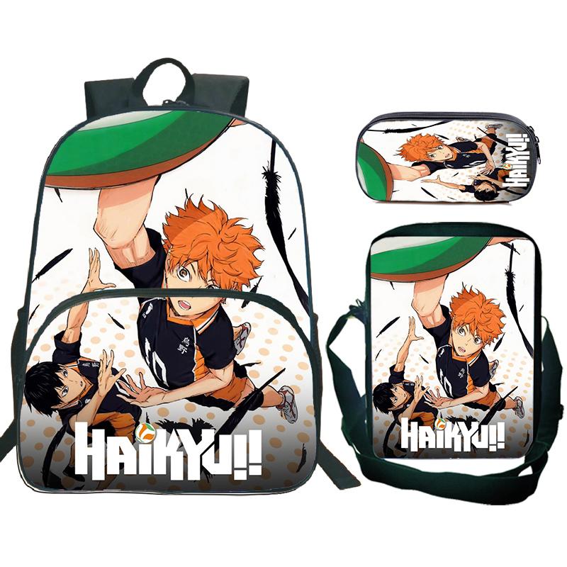 Anime Haikyuu Batoh 3ks Sada Školní Tašky S Taškou Přes Rameno Pouzdro na Tužky Dětské Batohy pro Kluky Dívky Batoh na Notebook Taška na Knihy Dárek