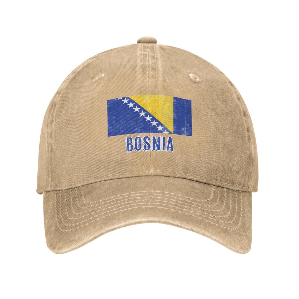 Vintage Retro Flag of Bosnia Herzegovina Grunge look Retro Denim Washed Baseball Cap Women Cowboy Dad Hats Men Rock Trucker Cap