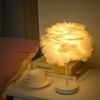 Ins Romantic Feather Table Lamp, Dimmable Bedside Night Light for Bedroom Decor