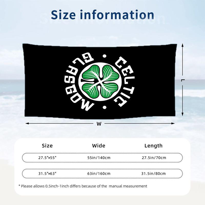 Asciugamano da Spiaggia Celtic FC Morbido Microfibra Asciugamano Estivo Asciugatura Rapida Assorbente per Spiaggia Piscina Viaggio