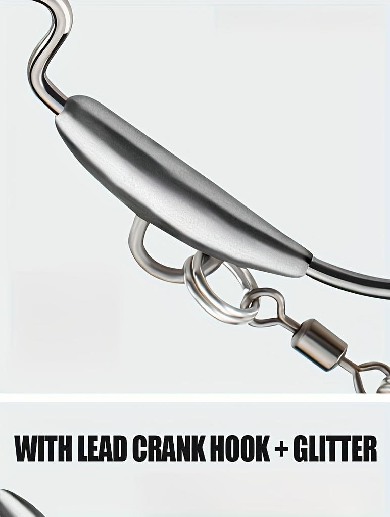 5pcs Heavy-Duty Lead Curved Fishing Hooks with Swivel Lead Head - Hook Point for Catfish, Carp, Pike, Trout - Sinkable Soft Bait for Texas Rig