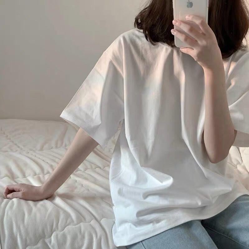 2025 European & American Women's White Long-Sleeve T-Shirt - Loose Fit, Korean Style, Trendy Autumn Top for Students.