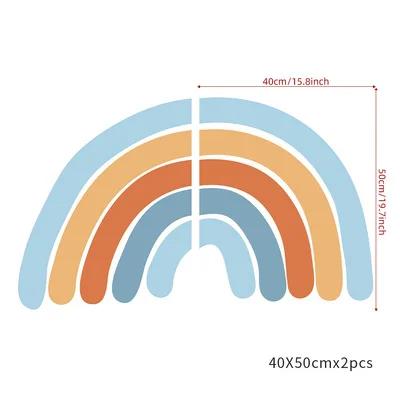 2Pcs Self-adhesive Paper Art Mural Home Decoration Wallpaper Rainbow Paradise Children's Room Wall Sticker PVC
