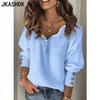 Women's Fashion Casual Fall Winter Solid Color Print Long Sleeve V-Neck Sweaters