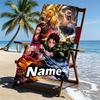 Custom Name Personalized Demon Slayer Print Beach Towel, for Trip Camping Beach Party Home Decor, Birthday Gift for Family & Friends