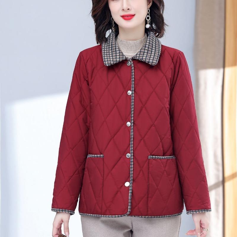 Plaid Contrast Button Long Sleeve Cardigan Pocket Women's Autumn and Winter Lapel Jacket Fashionable Casual Top