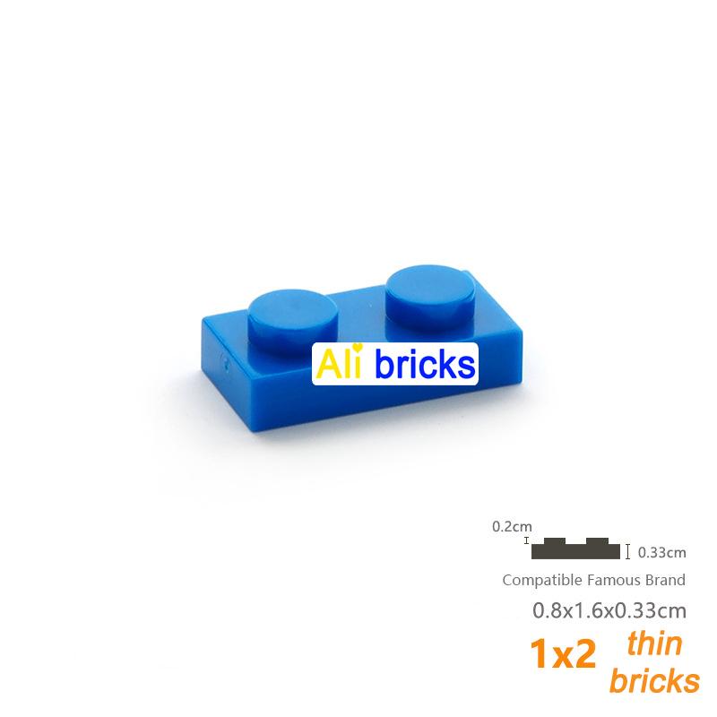 200pcs 1x2 Plate Brick Building Blocks Baseplate 3023 Accessories Bulk Parts Developing Classic MOC Brick Toys for Kids