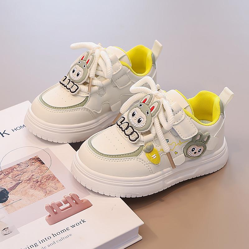 Girls' Cartoon Soft-soled Sports Shoes Fashionable and Versatile Breathable White Shoes