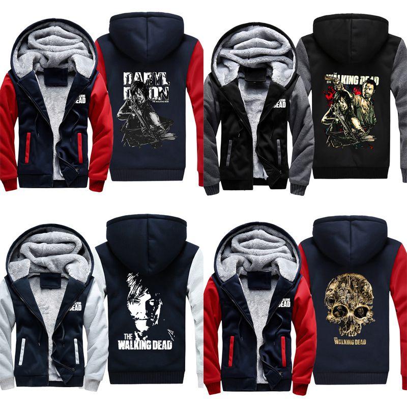 Cozy And Warm The Walking Dead Print Sweatshirts For Men With Ribbed Cuffs