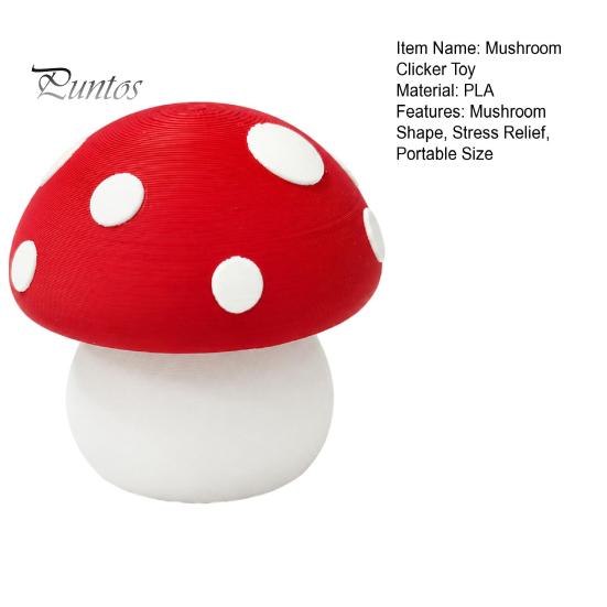 Button Fidget Toy 3D Printed Mushroom Clicker Toy, for Stress Relief, Mini Finger Backpack Decoration Reliever