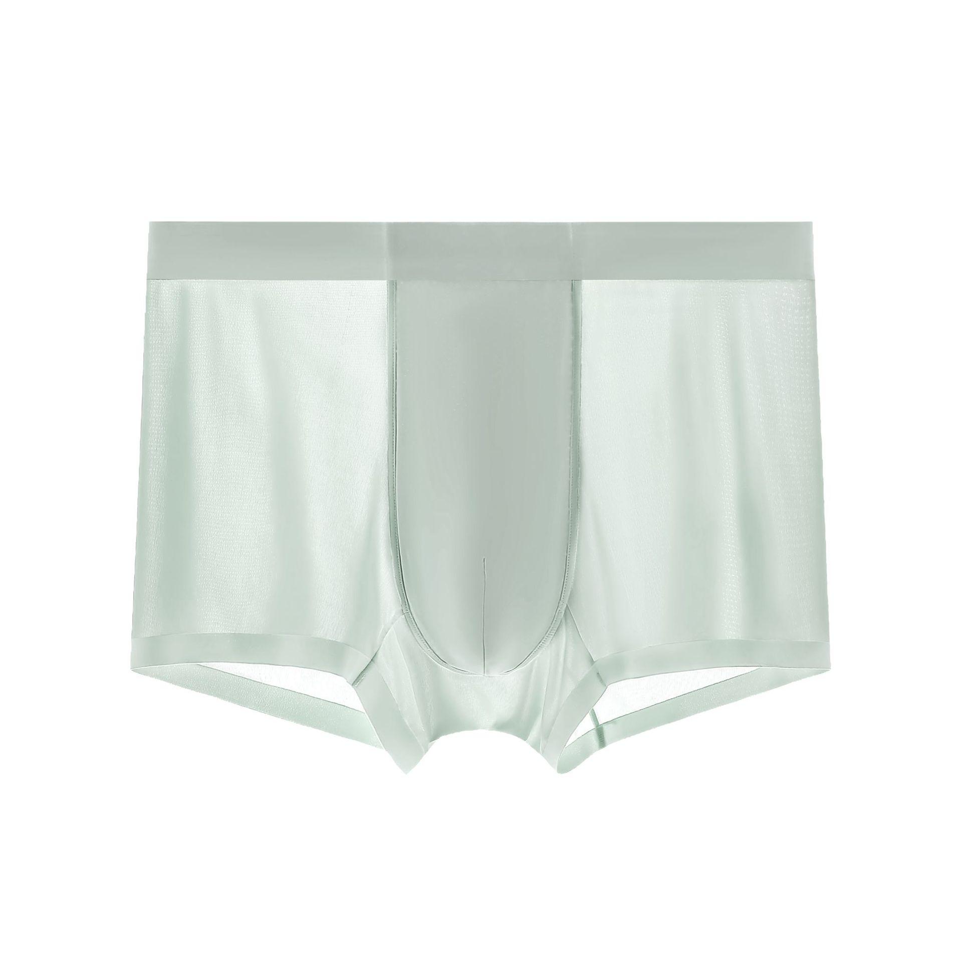 

1 шт. Мужское нижнее белье из ледяного шелка с капсулой для пространства, с отделением, однотонные летние дышащие ультратонкие боксеры-шорты Hombre XL светло-зеленый