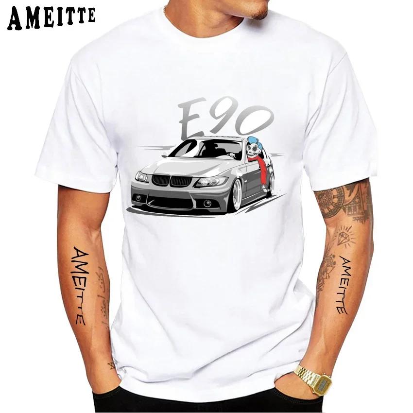 Vintage Skull Drive German E28 M5 E30 E36 E90 E46 Car Premium T-Shirt New Summer Men Short Sleeve Hip Hop Boy Casual White Tees