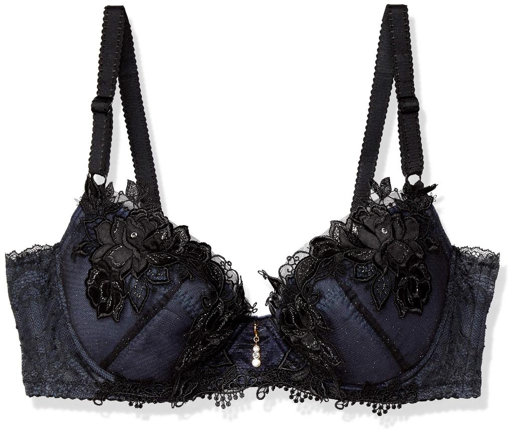 Lesiage PB2510 Charcoal Size B70 to Japanese size Wing/Wacoal Bra, 3/4 Cup, Gray, Women's, (equivalent M)