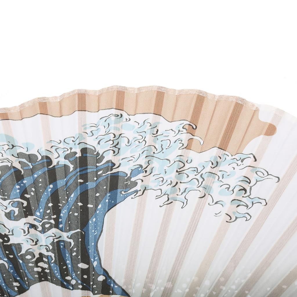 Elegant Janpanese Style Painted Waves Retro Bamboo Folding Fan Home Office Decoration(#1)