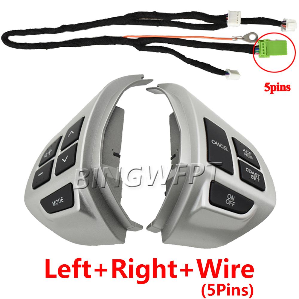 NEW Steering Wheel Volume Sound Buttons For Mitsubishi ASX Lancer Outlander RVR Pajero Sport Car Cruise Control Button Switches 5Pin - Sliver
