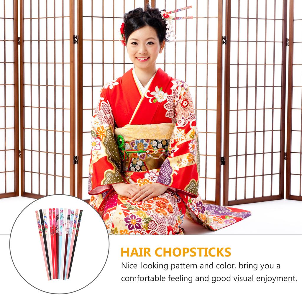 12 Pcs Long Hair Stick Pin Chopsticks for Claw Clips Girls Women Retro Headdress Chinese All-match Miss