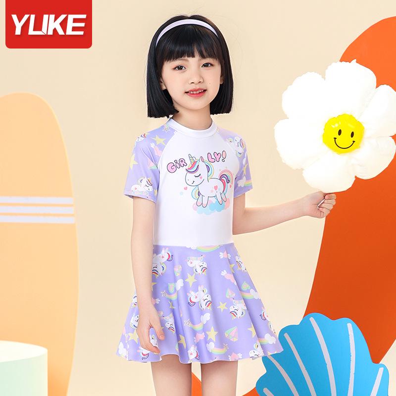 

2025 Новый Стиль Девочки Слитный Купальник: Быстросохнущая, солнцезащитная одежда для плавания для детей и подростков L