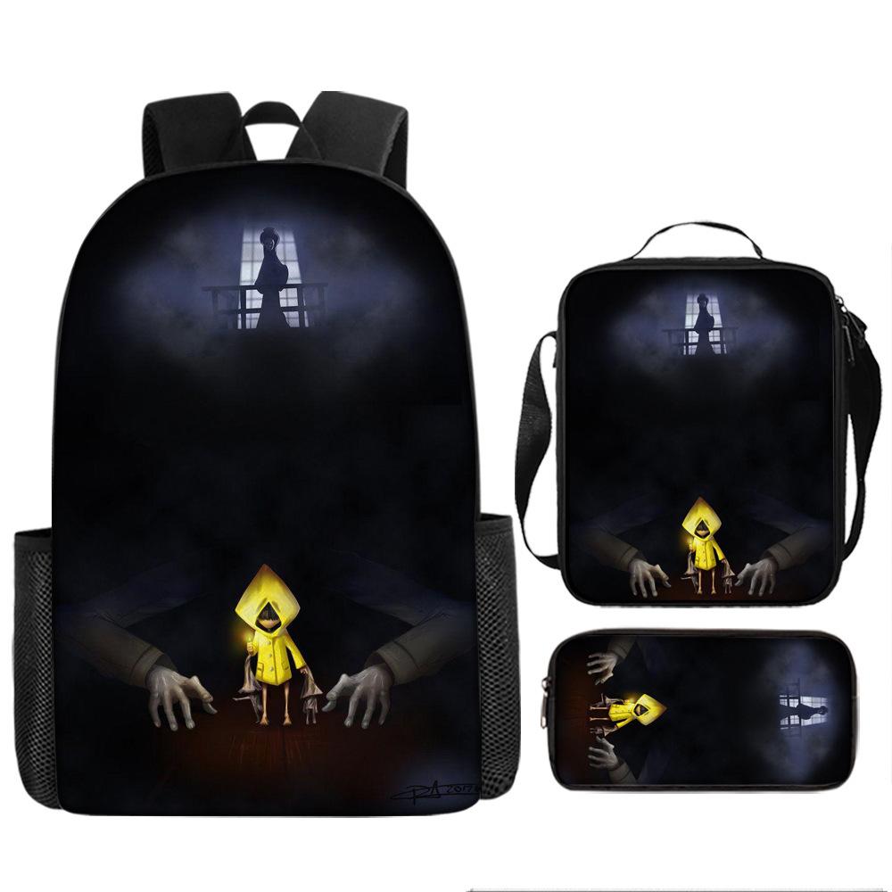 Luxury Popular Novelty Little Nightmares 3D Print 3pcs/Set pupil School Bags Laptop Daypack Backpack Lunch bag Pencil Case