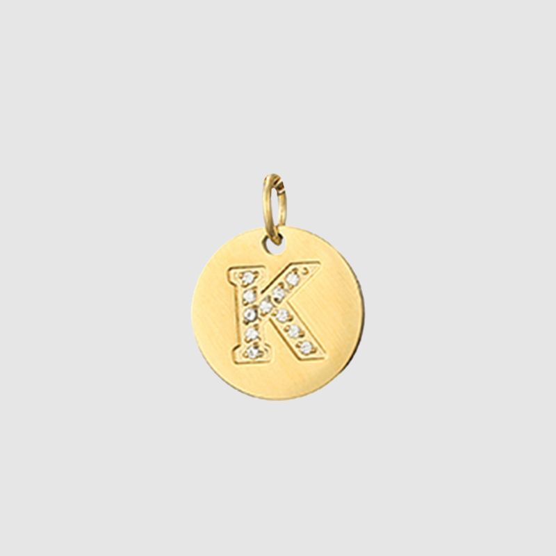 CARLIDANA Classique Minimaliste Alphabet 26 Breloques Lettres en Cristal Collier Pendentif Rond Lettre Acier Inoxydable Collier DIY