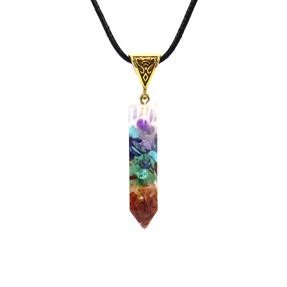 Natural Crystal Gravel Hexagonal Pendant Synthetic Hexagonal Necklace