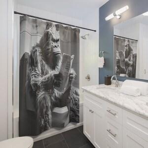 Funny Bigfoot Shower Curtain, Funny Shower Curtain Of Bigfoot, Funny Bathtub Curtain