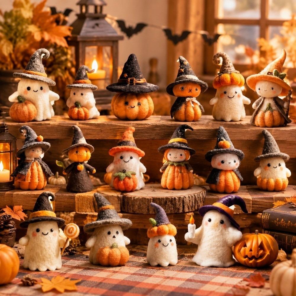 Cute Halloween Ornaments Toy Halloween Decoration Home Decor Wool Felt Ghost Statue Pendant