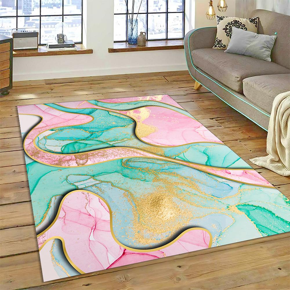 Dream Colour Splendid Marble Gold Nordic Rug for Home Living Room Bedroom Sofa Doormat Kitchen Decor Mat