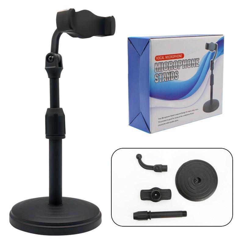 Mobile Live Streaming & Photography Stand: Portable, Height-Adjustable Selfie Stand with Universal Ball Head & Round Base.