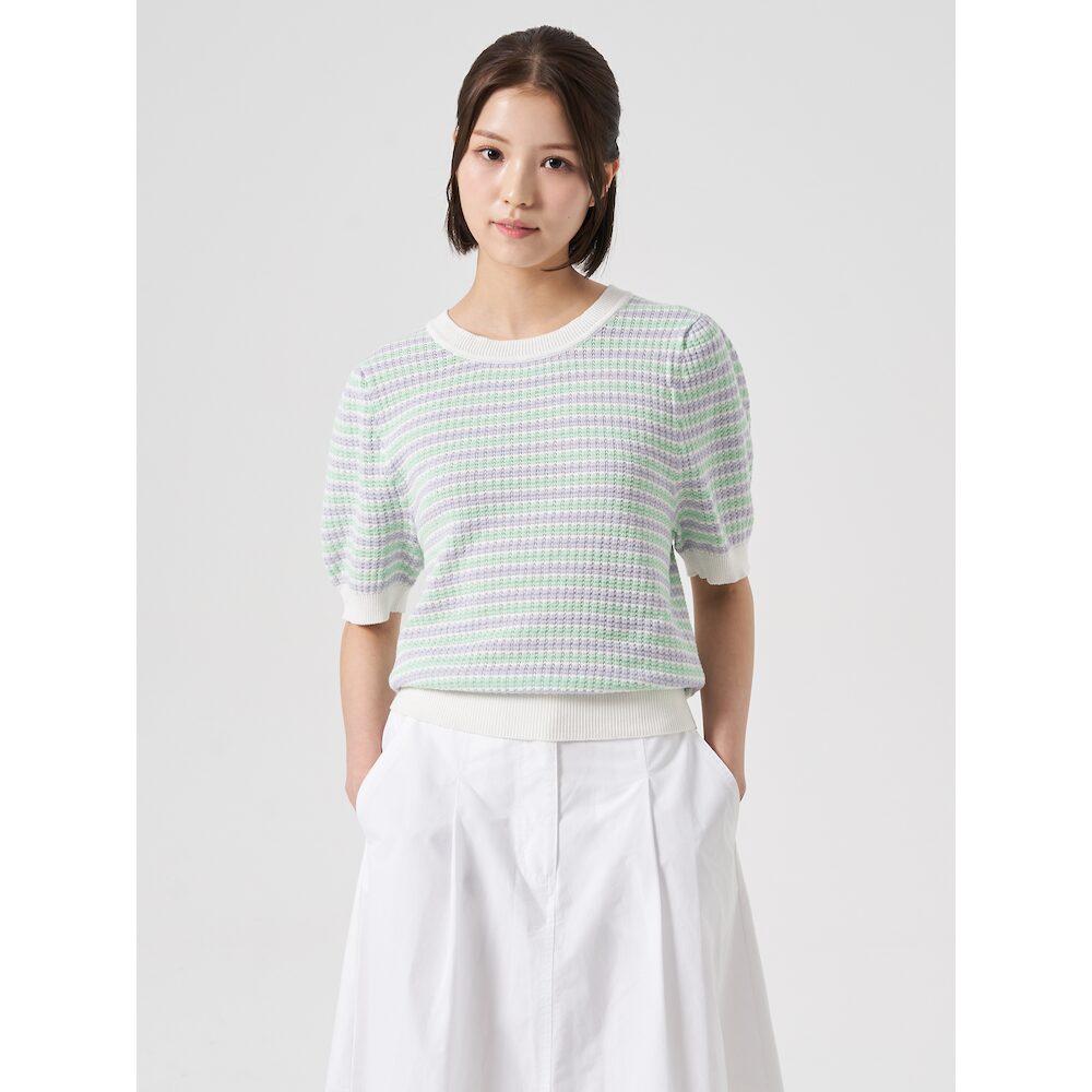 8Seconds Textured Round Neck Short Sleeve Knit Light Green (324751Ly2L) Light Green/S
