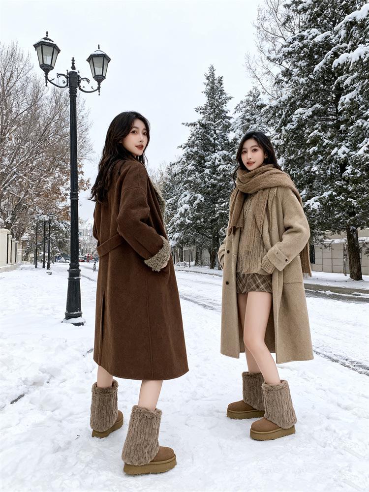 Women's 2025 Fluffy Fur Mid-Calf Snow Boots - Thick-Soled, Plush Velvet Lined, Winter Fashion.
