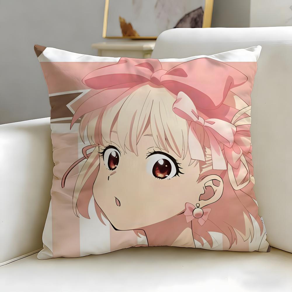 popular anime Lycoris Recoil Cushion Cover Soft  EasyWash Pillow Case  Versatile for Couch Bed Travel and Office
