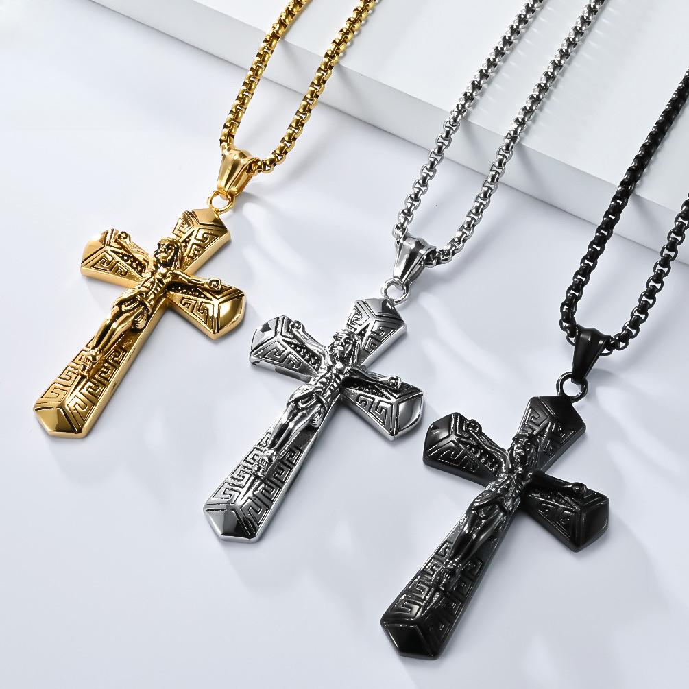 European and American Retro Personalized Stainless Steel Cross Item Trendy Fashion Wear Titanium Steel Pendant