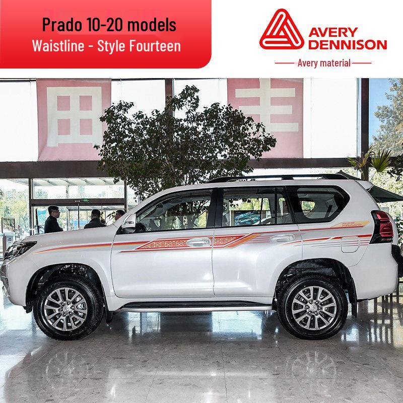 Toyota Prado 10-22 Models Car Body Color Stripe Decal Waistline Sticker.