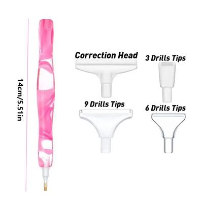 5D Diamond Painting Pen Crystal Point Drills Pen Handmade Tools With 5Pcs Plastic Pen Heads Multi Placer Pens Tip Accessories