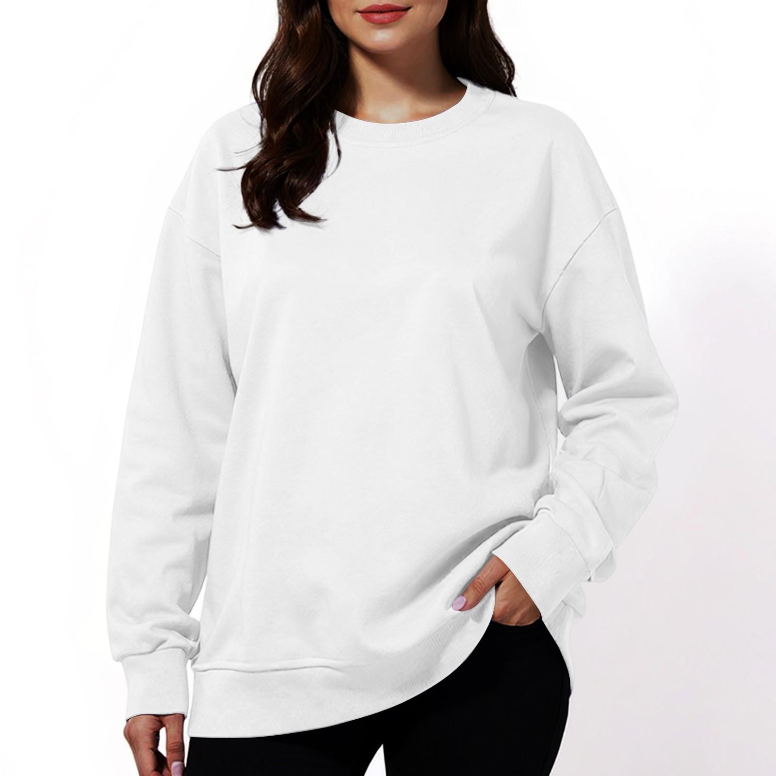 

Women s Fashion Solid Color Casual Long Sleeve Hoodie XL білий