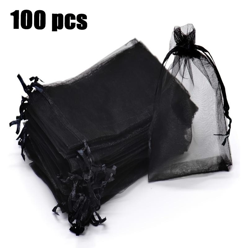 

1 комплект 100 шт. Органзовые мешочки с завязками 10x15 см Черный Прозрачный Свадебные сувениры Ювелирные изделия Конфеты Подарочная упаковка Pack of 100