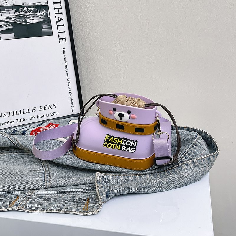 Little Bear Rain Boots Crossbody Bag Parent Child Leisure Shoulder Bag 2025 New Cute and Versatile Silicone Small Bag